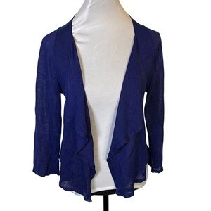 NIC+ZOE  Linen Blend Blue Indigo  Convertible Cardigan Sz M Lightweight 4-way